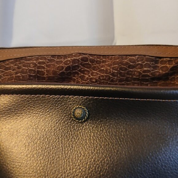 New Travel Sling Crossbody Brown Bronze Pebbled faux leather & Snakeskin fabric - Picture 3 of 10